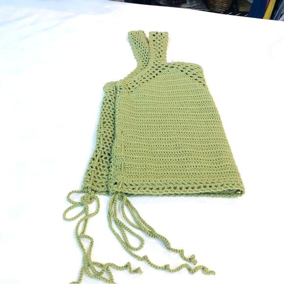 NWT Say What? Boho Goddess Green Crochet Sleeveless Top Adjustable Side Ties - Picture 14 of 16